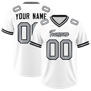 Maillot de football américain personnalisé pour homme, blanc, col en V, manches courtes, impression sublimée, évacuation de l'humidité, maille respirante, nom de l'équipe 00 Ad - Product Image 2