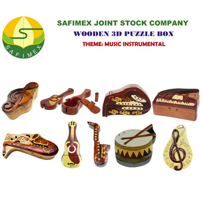 Caja de Madera Artesanal con Intarsia para Guardar Joyas, Caja Secreta 3D de Madera, Recuerdo de Fábrica de Artesanía en Madera de Vietnam - Product Image 6
