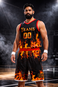 Uniforme de basket-ball de qualité supérieure pour hommes, design personnalisé noir feu, uniforme de sport personnalisé pour le basket-ball - Product Image 3