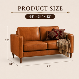 Leather <b>Sofa</b> for Moroccan Living Room Style Cognac Genuine Leather Couch Boho Exotic Design Warm Tone Lounge Furniture - Product Image 2