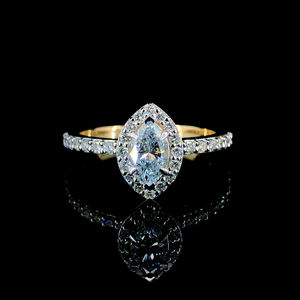 Bague de fiançailles en or jaune massif 14 carats avec diamant de laboratoire taille marquise de qualité supérieure, 1 carat, finition polie brillante, bijoux fins - Product Image 1