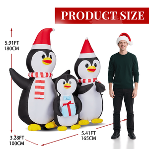Famiglia di Pinguini Natalizi Gonfiabili Illuminati da 6 Piedi con Luci LED Integrate per Decorazioni Esterne Festive - Product Image 5