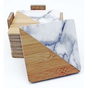 Eco Friendly Tea Coaster 4 Piece Set Decor Wooden Resin <b>Kitchen</b> Luxury Style Homeware Hotel Restaurant Tableware Tea Cup Coaster - Product Image 2