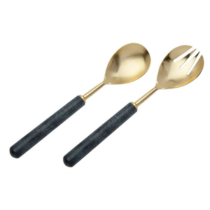 Set of 2 Metal Salad Server With Designer Handle for Home Hotel & Restaurant Tabletop Usage <b>Serving</b> <b>Spoon</b> & Forks Sets - Product Image 6