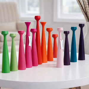 Portavelas moderno de madera, portavelas colorido, candelabro amarillo, portavelas de madera para velas cónicas, portavelas minimalista - Product Image 1