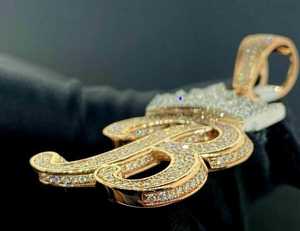 Colgante Personalizado con Letra B Grande y Corona, Chapado en Oro con Incrustaciones de Moissanita, para Joyería Fina de Plata de Ley 925, Colgantes y Dijes - Product Image 3