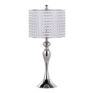 Lampada da tavolo Ashland da 27 pollici in nichel lucido con paralume rotondo con perline di cristallo trasparente K9 G, design contemporaneo in metallo - Product Image 2