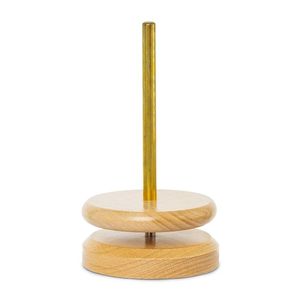 Support en bois écologique pour pelotes de laine, double axe, forme ronde, design simple, pour tricot et crochet, utilisation pratique - Product Image 3