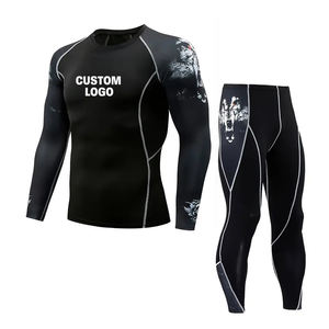 Conjunto Deportivo de Secado Rápido para Hombre, Spandex/Nylon, para Running, Entrenamiento, Compresión, Camiseta de Manga Larga y Leggings - Product Image 1