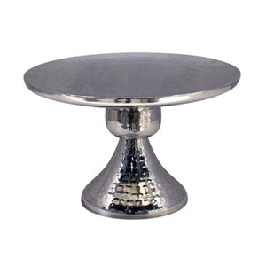 Support à gâteau en métal doré au design attrayant, classique, rond, texture martelée, pour présentation de gâteaux lors de mariages et de réceptions. - Product Image 6