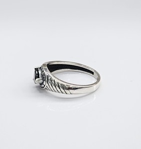 925 <b>Silver</b> Retro Teardrop Black Onyx <b>Ring</b> Gothic Punk Style Jewelry Men's Oxidized <b>Statement</b> Band Supply - Product Image 3