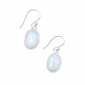 Boucles d'oreilles pendantes en argent 925 avec pierre de lune bleue, faites à la main, ovales, design de bijoux fins, pour toutes les occasions - Product Image 4