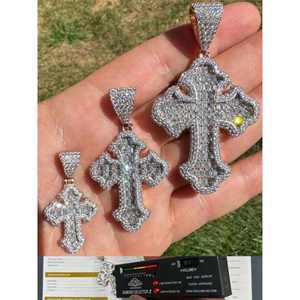 Pendentif croix en argent sterling 925 avec moissanite taille baguette personnalisée, bijoux fantaisie pour femme, accessoires de mode, vente chaude - Product Image 3