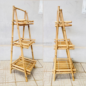Estante de almacenamiento de bambú de 5 niveles, tipo escalera, para decoración del hogar, estante compuesto de madera de bambú, mueble de 165 cm de altura. - Product Image 4