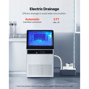 Macchina Professionale per Ghiaccio a Cubetti da 130 Libbre/24 Ore con Pompa, 45 Cubetti per Ciclo, Capacità di Stoccaggio 33 Libbre per Ristoranti - Product Image 6