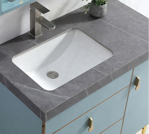 Mobile bagno in acciaio di bell'aspetto bagno blu specchio specchio bagno - Product Image 2