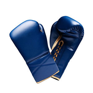 OEM ODM Blue Leather Boxing Competition Gloves Lace-Up Training Gear for Adults Breathable Design Professional Fight Equipment - Product Image 6