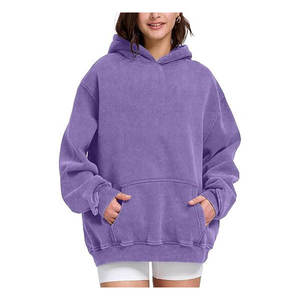 Custom <b>Polyester</b> Cotton Acid Washed Oversized French Terry Heavy Weight Vintage Unisex Pullover <b>Hoodie</b> with Pocket Winter Stone - Product Image 2