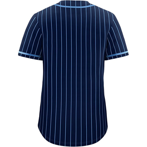 Maillot de baseball rayé bleu marine et bleu clair pour équipe, personnalisé, respirant, par sublimation, uniforme sportif haute performance - Product Image 3