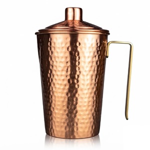 Wholesale Indian Pure Copper Water <b>Jug</b> Bulk Hammered Copper Pitchers for Wedding Gifts & Restaurant Custom Logo Copper Drinkware - Product Image 1