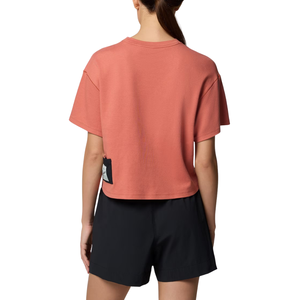 T-shirt utilitaire décontracté pour femme, couleur unie, col rond, manches courtes, coupe ample, rose poudré, haut court en coton - Product Image 2