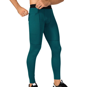 Pantalones de compresión para hombre al por mayor con bolsillo con cremallera, de secado rápido, para deportes atléticos y running - Product Image 5