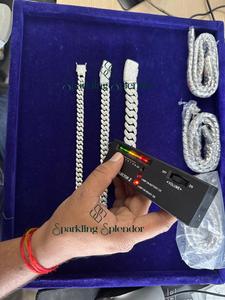 Bracelet chaîne cubaine classique géométrique en argent 925 avec moissanite VVS taille brillant de 18 mm pour hommes et femmes, passe le test du diamant - Product Image 6