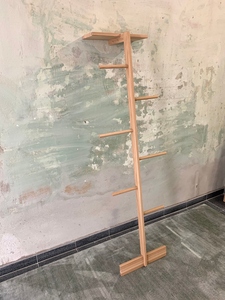 Modern wooden leaning coat rack solid oak clothes ladder with top shelf <b>wall</b> leaning garment rack space customized options - Product Image 1