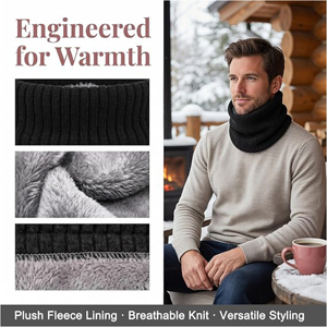 Cache-cou personnalisé en polaire pour l'hiver, écharpe infinie en tricot côtelé épais et thermique, coupe-vent pour le cyclisme et le ski en extérieur, cache-visage - Product Image 3