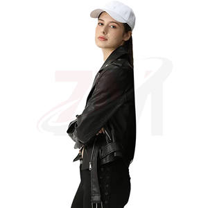 เสื้อแจ็คเก็ตหนังแท้แบบซิปเต็มตัวสำหรับกีฬาฤดูหนาว  สินค้าใหม่  แบบครอปสำหรับผู้หญิง  ขายส่ง - Product Image 3