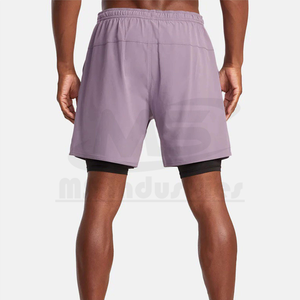High Quality OEM Men's 7 Inch Double <b>Layer</b> Running Shorts Quick Dry Stretch Athletic Gym Shorts Custom Logo Manufacturer - Product Image 3