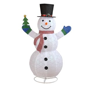 Pupazzo di Neve Pre-Illuminato da 1,75 m con Albero Piccolo, 200 LED Bianchi Caldi, Decorazioni Natalizie da Giardino, Design Facile da Montare - Product Image 1