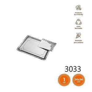 Plateau en papier argenté élégant jetable en provenance d'Espagne pour les kits de fournitures de fête - Product Image 3