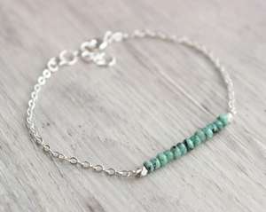 Green Jade Bracelet Sterling Silver Gemstone Bar Bracelet May Birthstone Minimalist Jewelry Wholesale Supplier - Product Image 6