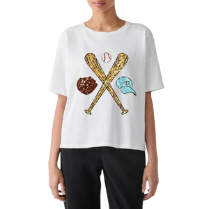 Wholesale Custom Casual Game Day Summer Patchwork Baseball <b>Sequin</b> Embroidery Breathable Eco-Friendly Loose Fit Women's Wear - Product Image 5