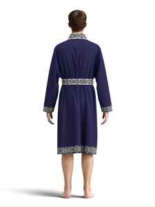 Batas de seda de alta calidad para hombre, camisón estampado, bata de verano de seda fina de manga larga, talla grande, con logo personalizado. - Product Image 2