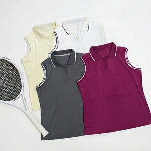 Women's Sleeveless UPF 50+ Quick Dry Light Golf <b>Polo</b> Shirts Collared V-Neck Tennis Tank Tops Breathable with Front Logo - Product Image 6