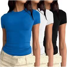 เสื้อยืดผู้หญิงสีพื้นเนื้อนุ่มหรูหรา แขนสั้น ผ้าฝ้าย ทรงเข้ารูป คุณภาพสูง แฟชั่นฤดูร้อน - Product Image 2