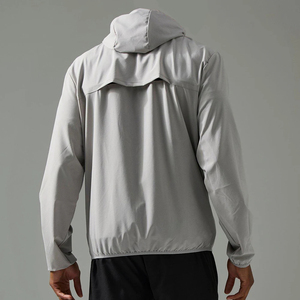 Men's Black Hooded Windproof Zipper <b>Jacket</b> Casual Autumn Polyester Long Sleeve Regular Fit Solid Color Outerwear - Product Image 4