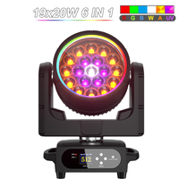 SHEHDS Luces DJ con Zoom Impermeables IP66, 19x20W RGBWAUV, Cabezal Móvil de Haz para Escenario, KTV, Fiesta, Bar, Concierto