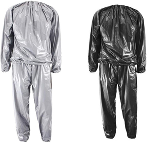 Combinaison de sauna pour homme à manches longues, taille élastique, noire et argentée, en fibre de polyéthylène, pour le fitness à domicile, toutes saisons - Product Image 4