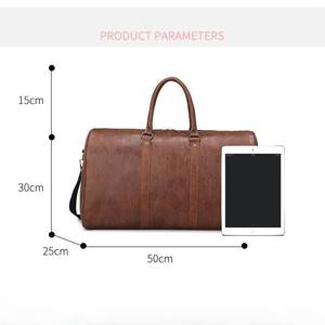 Sac de sport de luxe en cuir portable de haute qualité avec logo personnalisé, fermeture éclair, grand sac de voyage - Product Image 5