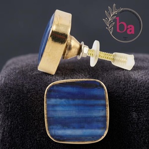Ba Square Brass Cabinet Knob Blue Resin Modern Kitchen Drawer Handle Durable Furniture <b>Pull</b> <b>for</b> Wardrobe <b>Bathroom</b> & Living Room - Product Image 1
