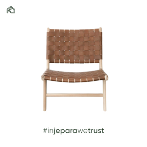 Sillón Chaise Longue Moderno de Madera de Teca Sólida con Cuero Tejido, Patas Tipo Sable, Respaldo Abierto, Mueble de Lujo para Sala de Estar, Hotel, Villa o Resort - Product Image 2