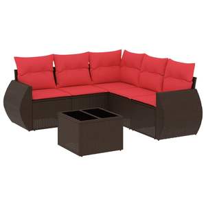 Brown Poly Rattan Garden <b>Sofa</b> <b>Set</b> With Cushions Outdoor Furniture Contemporary Style - Product Image 2