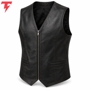 <b>Men's</b> Casual <b>Knit</b> <b>Vest</b> Genuine Leather Shell Pockets Solid Color Windproof Outer Wear <b>Men</b> Leather <b>Vest</b> In Cheap Price - Product Image 4