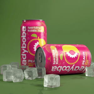 Jus de boba pétillant aromatisé pêche/raisin avec des bulles 310ml en canette - Product Image 4