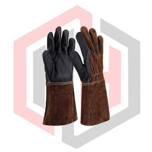 Guantes de Soldadura de Cuero Dividido de Primera Calidad, Parte Delantera de Cuero Granulado, Parte Trasera de Cuero, Resistentes a Cortes, al Calor, Transpirables, Resistentes a Desgarros, Sin Silicona - Product Image 1