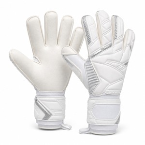 White PU Leather Football Goalkeeper Gloves Full <b>Finger</b> Non-Slip Breathable Adjustable Wrist <b>Strap</b> Unisex Goalkeeper Gloves - Product Image 1