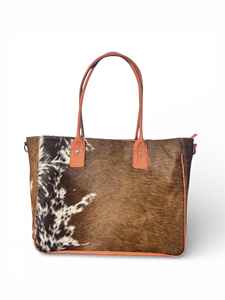 Sac fourre-tout vintage en cuir véritable de vachette à poils, couleur unie, avec fermeture éclair et broderie, sac à bandoulière pour femme LHTB-0074 - Product Image 3